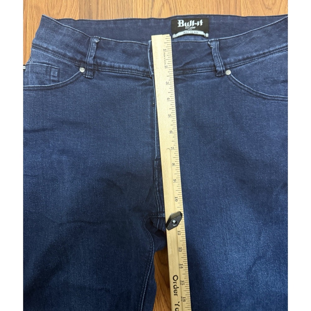 Bull-it Motorcycle Riding Jeans Mens 38R Straight AAA Rated Dark Blue Denim - Picture 3 of 12
